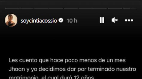 cinthya cossio|Cintia Cossio: ¿por qué se divorció de Jhoan López tras 12 años。